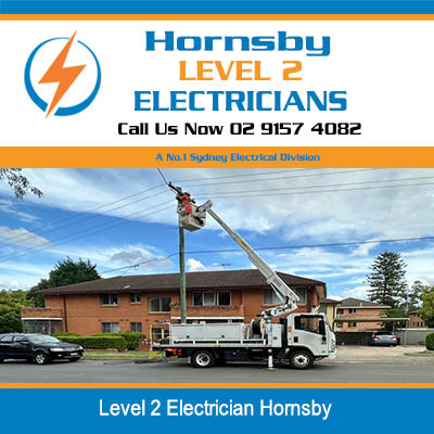 Level 2 electrician servicing overhead power line in Hornsby